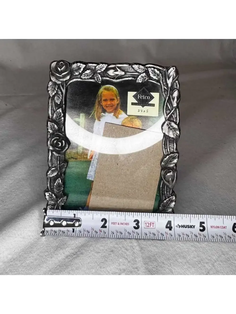 Fetco Vintage Silver Rose Picture Ornate Floral Metal Romantic Cottage Decor